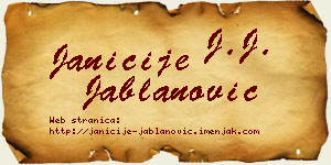 Janićije Jablanović vizit kartica